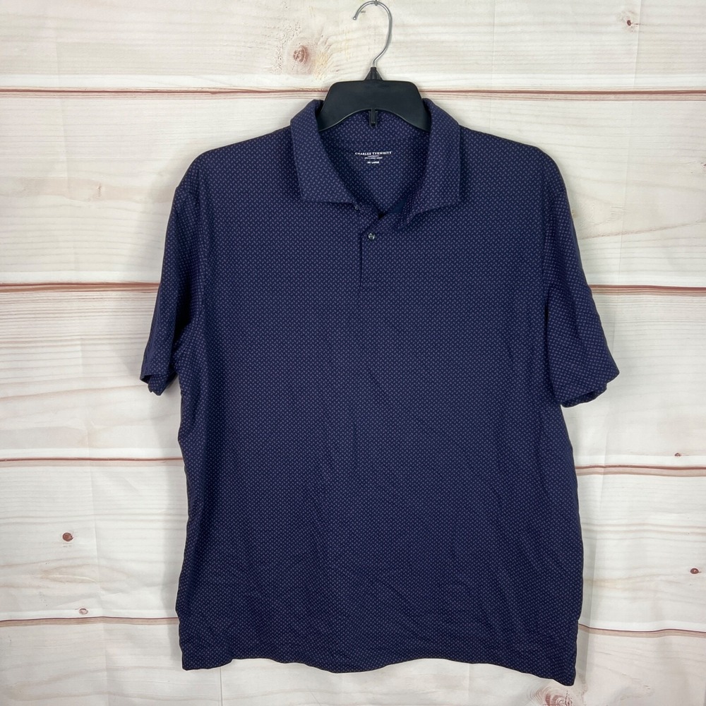 Charles Tyrwhitt Shirt Mens XXL Blue Performance Polo Shirt Short Sleeve Collar